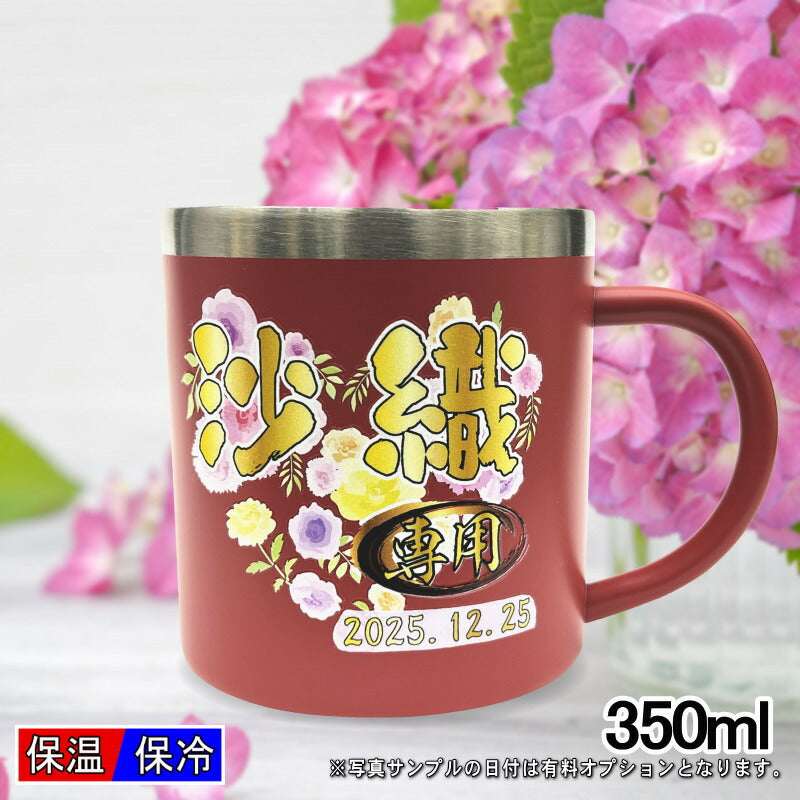 名入れ マグカップ 名前入り プレゼント 真空断熱 保温 保冷 ステンレス リント 印刷 印字 コーヒー カップ コップ 父の日 母の日 還暦祝い 退職 誕生日 送別会 敬老の日 実用的 男性 女性 幼稚園 ギフト 背景/イラスト入り 350ml PI81