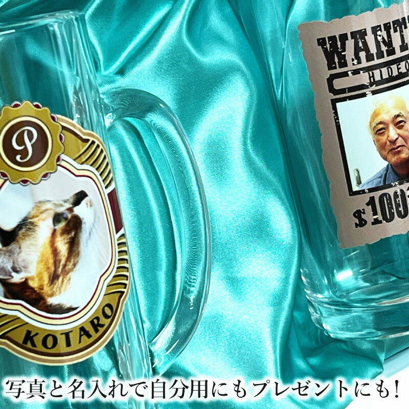 【化粧箱入り】 写真入り ビールジョッキ ペア 名入れ プレゼント 名前入り ペット うちの子 写真 グッズ 犬 猫 ペットグッズ ジョッキ 印刷 グラス コップ ビアグラス おしゃれ ビールグラス バースデー ギフト 360 ml ビアジョッキ セット PSYN-105